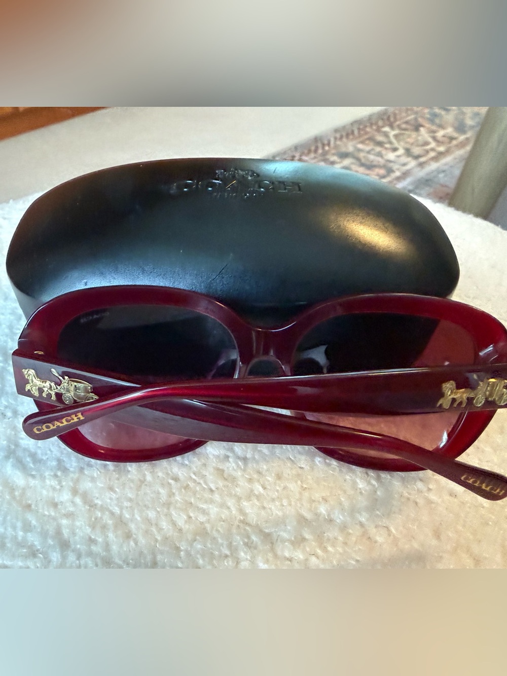 Coach Women's Oversized Sunglasses in Burgundy - Picture 2 of 6